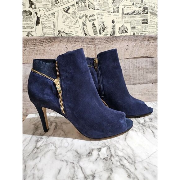 Marc Fisher Shoes - Marc Fisher Blue Suede Boots Stiletto Heels Zipper 9.5